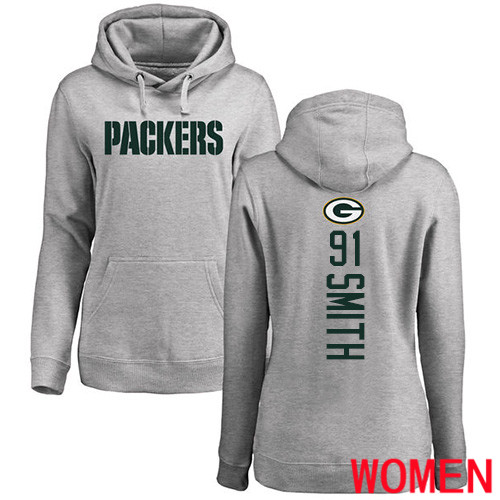 Green Bay Packers Ash Women #91 Smith Preston Backer Nike NFL Pullover Hoodie Sweatshirts